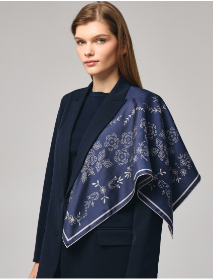 Картинка Шовкова хустина «Мереживо» Navy